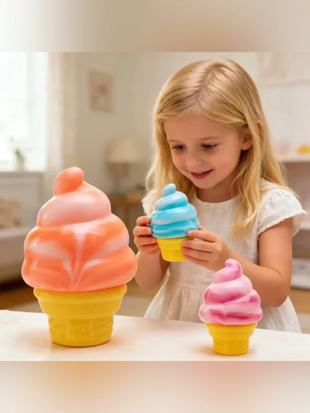 NeeDoh Nice Cream Cone Sensory Squishy Toy - Pink & Yellow